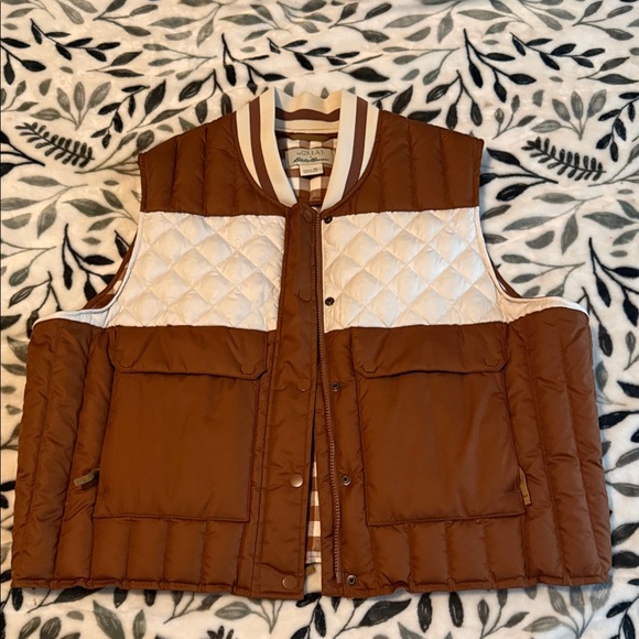 Eddie Bauer Brown and White Quilted Vest - Picture 1 of 5